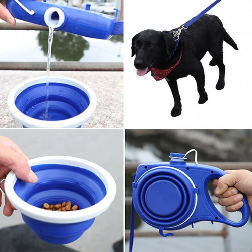 Dog Leash with Water & Food Dispenser